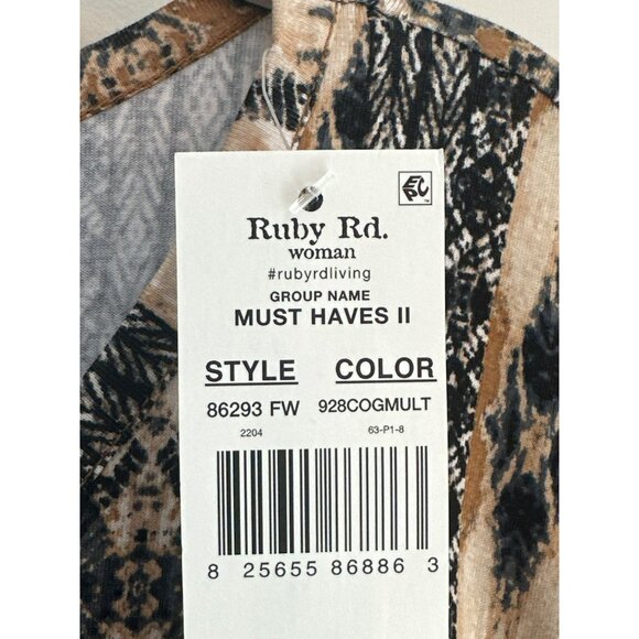 NWT Ruby Rd Womens 4X Abstract Scoop Neck Keyhole Top Black 3/4 Sleeve 25.5x28 - Picture 6 of 8